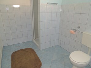 Appartement, 1 chambre (120 – manji) | Salle de bain | Douche, serviettes fournies, savon, papier de toilette