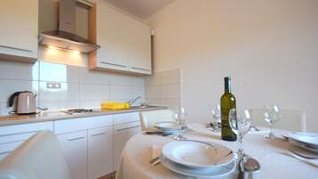 Apartment, 2 Schlafzimmer (763 - 1. kat) | Eigene Küche | Großer Kühlschrank, Mikrowelle, Herdplatte, Wasserkocher