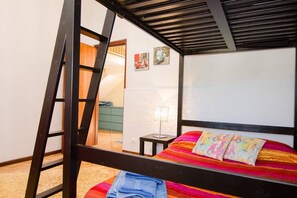 4 bedrooms, desk, iron/ironing board, travel cot