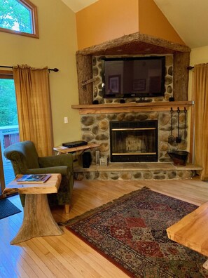 Smart TV, fireplace, DVD player, video library