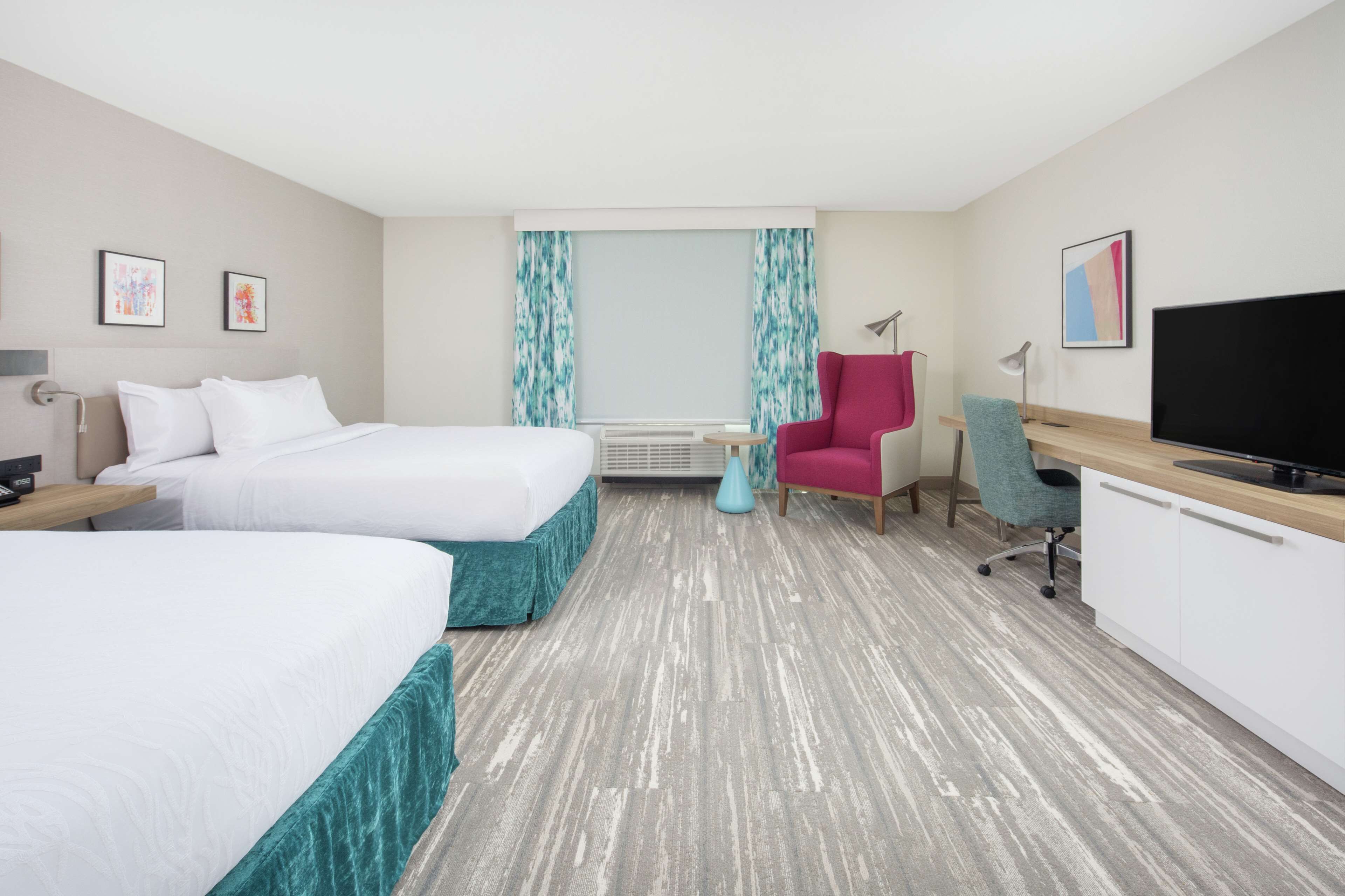 room, 2 queen beds, accessible, bathtub | in-room safe, desk, laptop workspace, blackout curtains