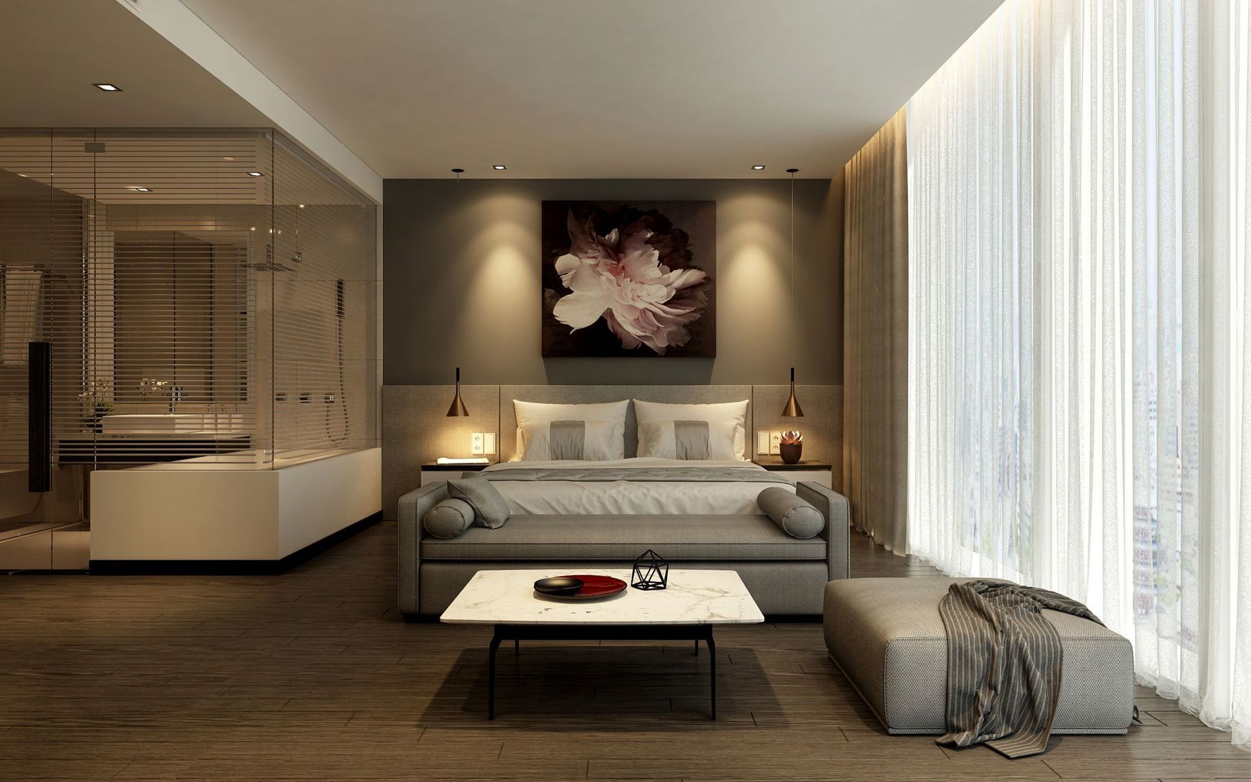 Sábanas de algodón egipcio, ropa de cama de alta calidad y minibar 