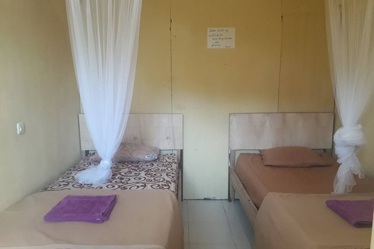 Economy-værelse med 2 enkeltsenge | Skrivebord, gratis Wi-Fi