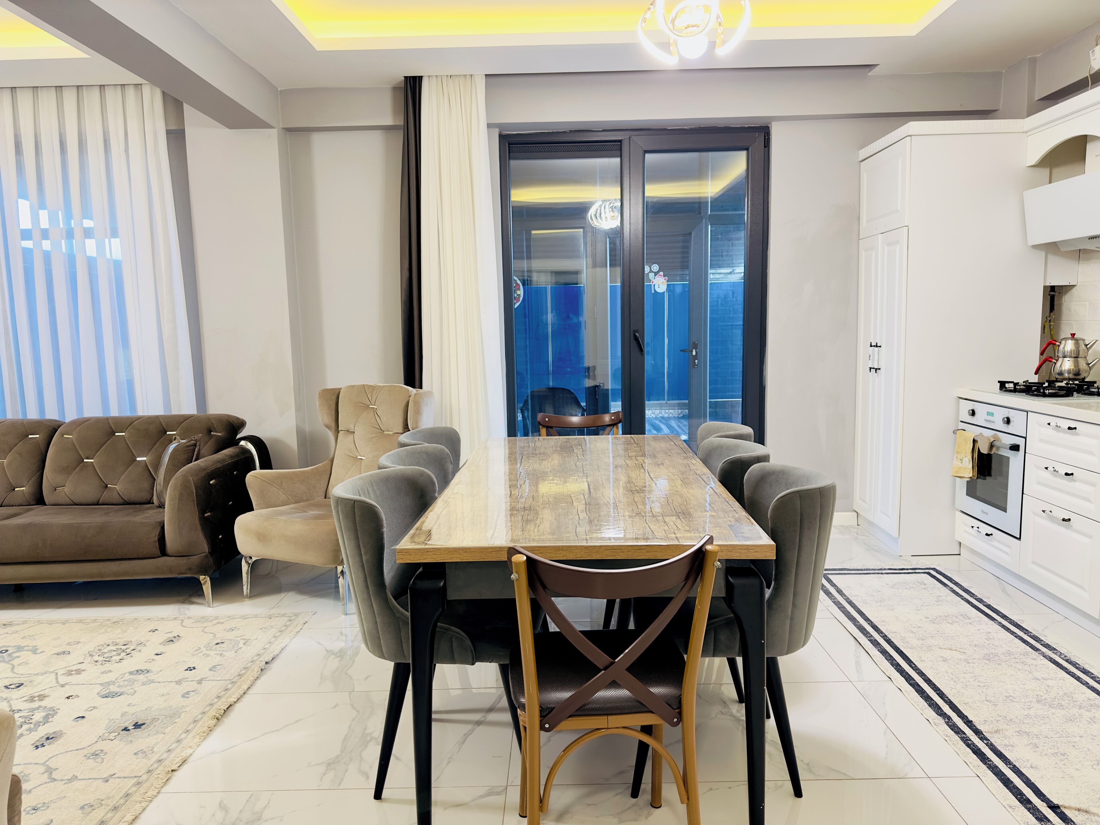 Family Villa | Private kitchen | Coffee/tea maker, electric kettle, dining tables