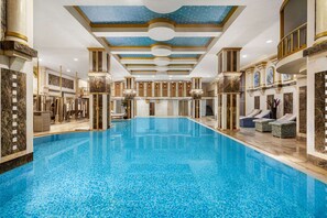 Indoor pool, seasonal outdoor pool, sun loungers