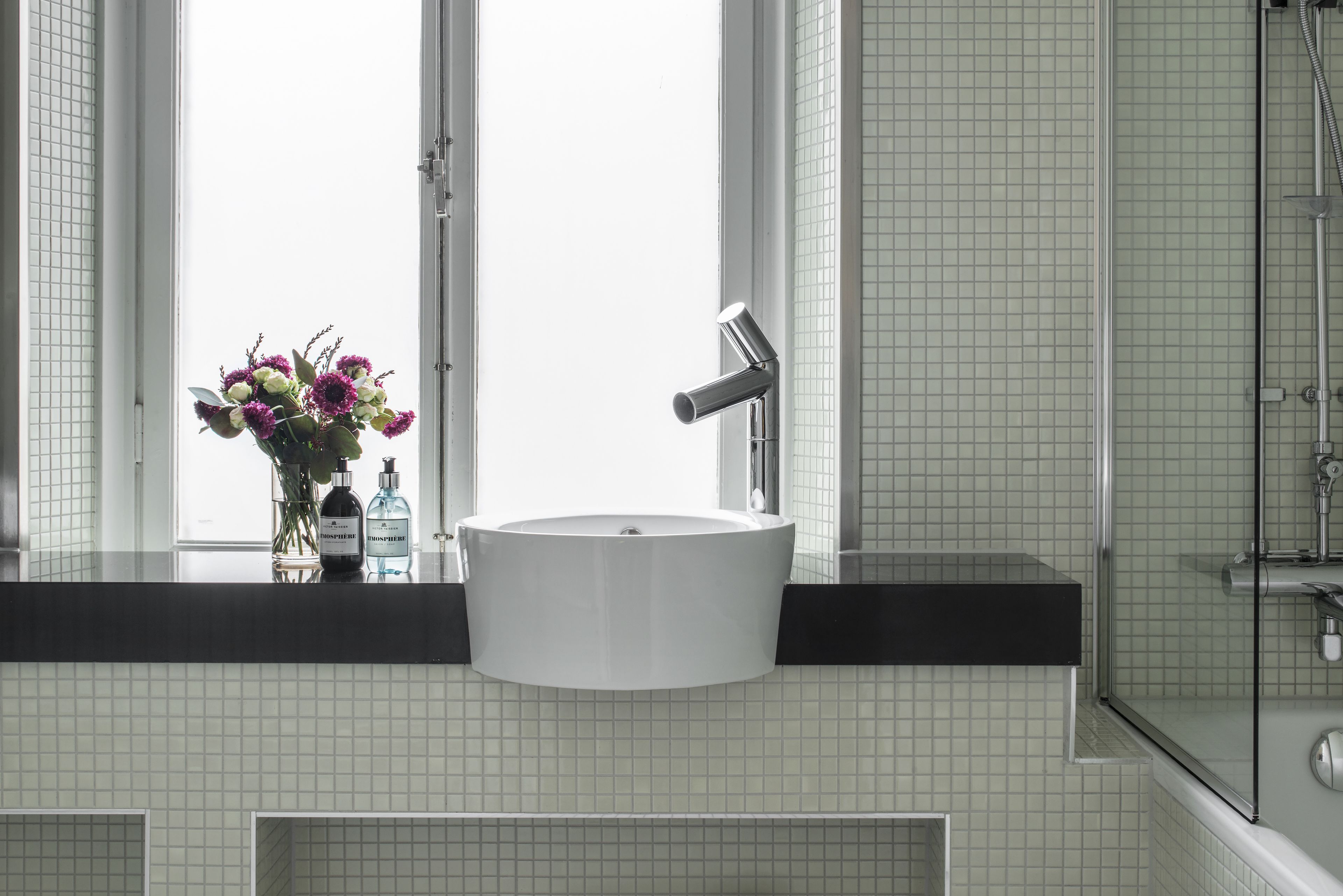 junior suite | bathroom | designer toiletries, hair dryer, bathrobes, slippers