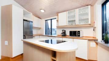 Penthouse, City View | Private kitchen | Fridge, microwave, oven, stovetop