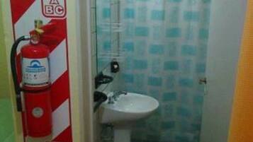 Douche, serviettes fournies, papier toilette