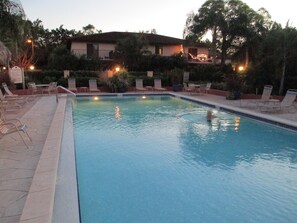 Outdoor pool, a heated pool - WATERFRONT HOUSE in Hacienda V. country club. 2 miles to Bonita beach. (Bonita Springs)