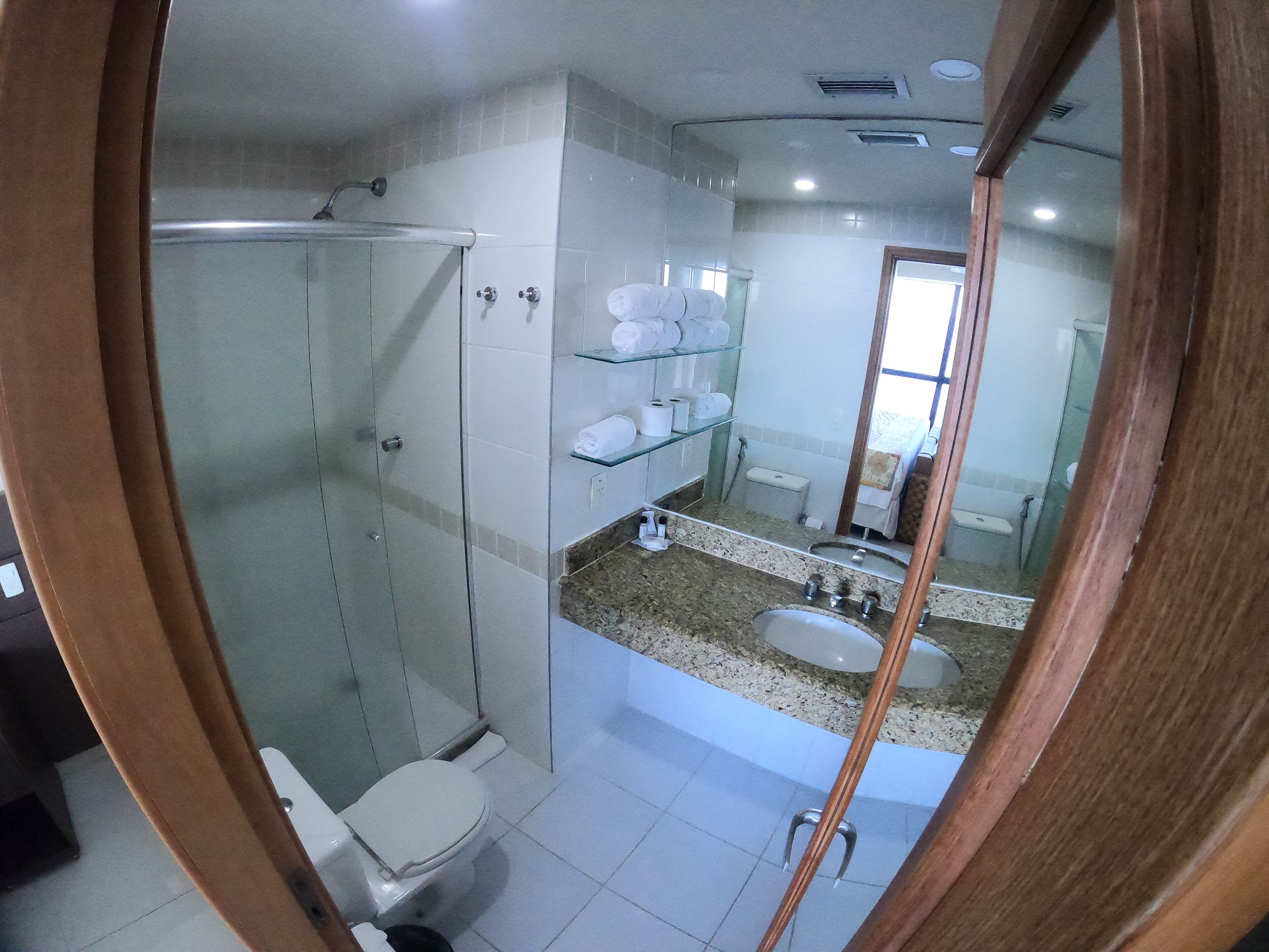premium double room | bathroom | shower, free toiletries, towels