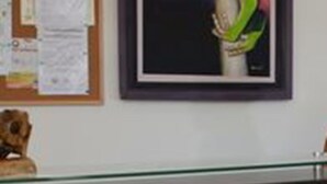 Quadro de um sapo na parede.