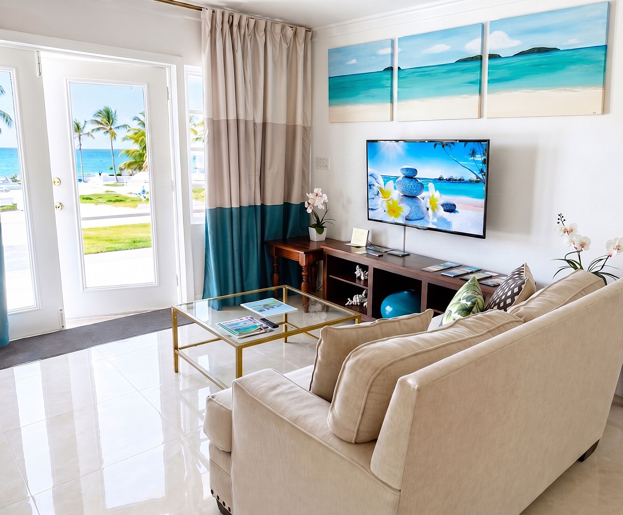 Villa, 2 Queen Beds, Private Bathroom, Beach View | Living area | Smart TV, Netflix