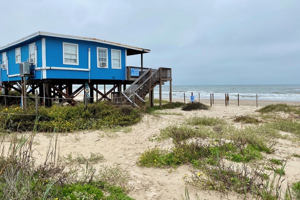 On beach. Access is via drive-on beach or photo of pathway from close by road