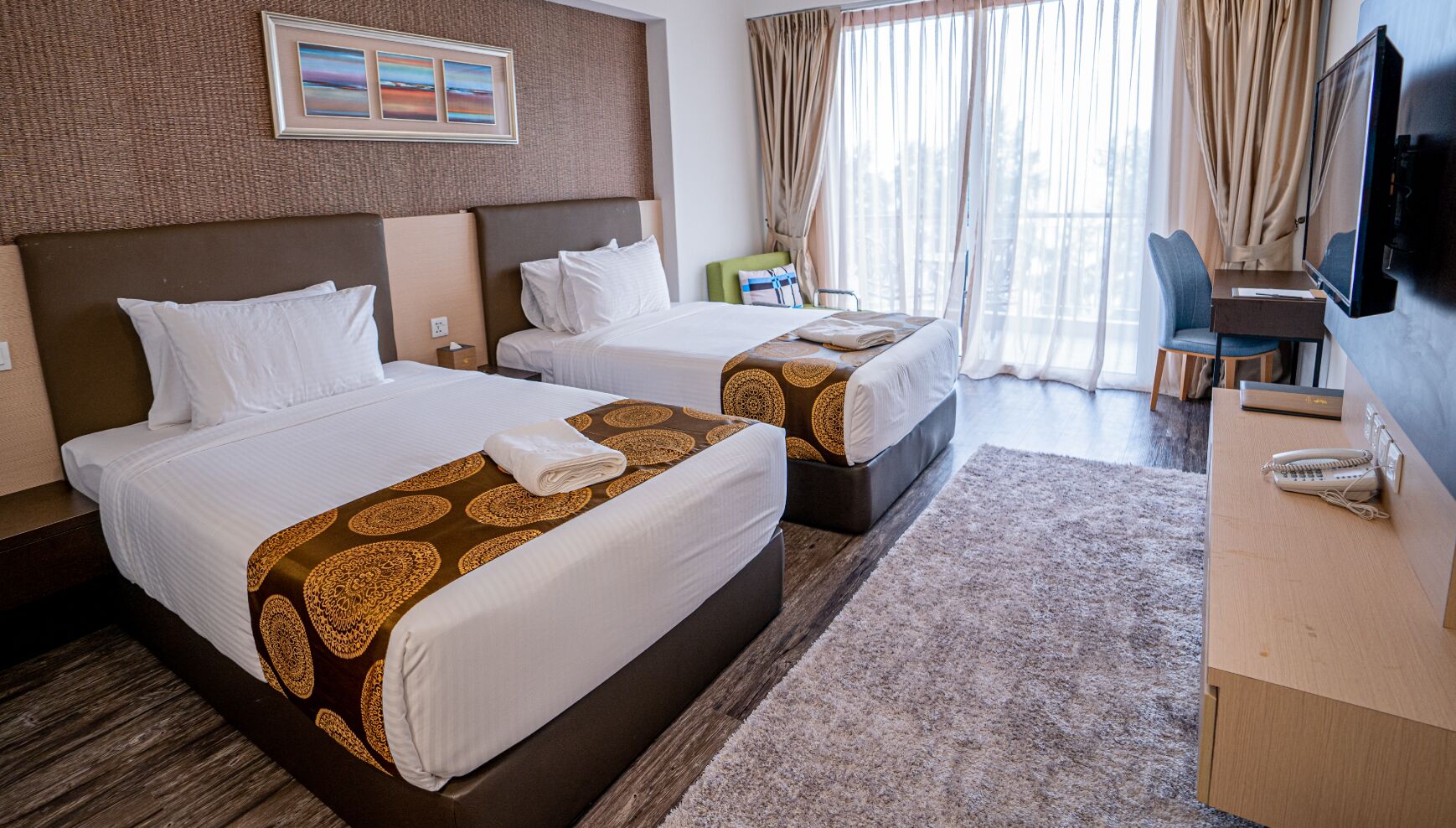 In-room safe, desk, laptop workspace, blackout curtains