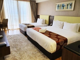 In-room safe, desk, laptop workspace, blackout drapes