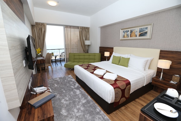 In-room safe, desk, laptop workspace, blackout drapes