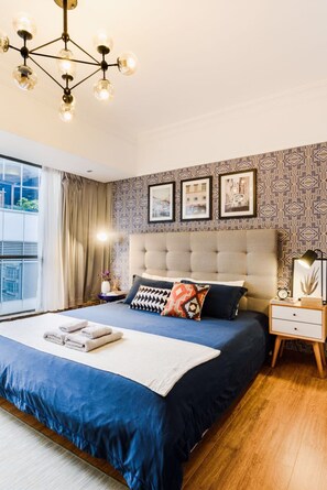 Departamento, 1 habitación | Escritorio, cortinas blackout, wifi gratis y ropa de cama