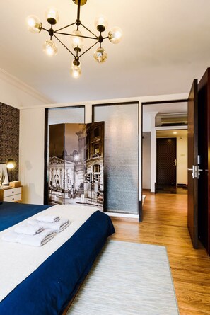 Departamento, 1 habitación | Escritorio, cortinas blackout, wifi gratis y ropa de cama