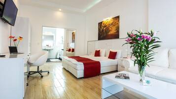 Desk, soundproofing, iron/ironing board, free cribs/infant beds