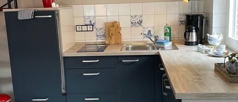 Fridge, dishwasher, coffee/tea maker, electric kettle