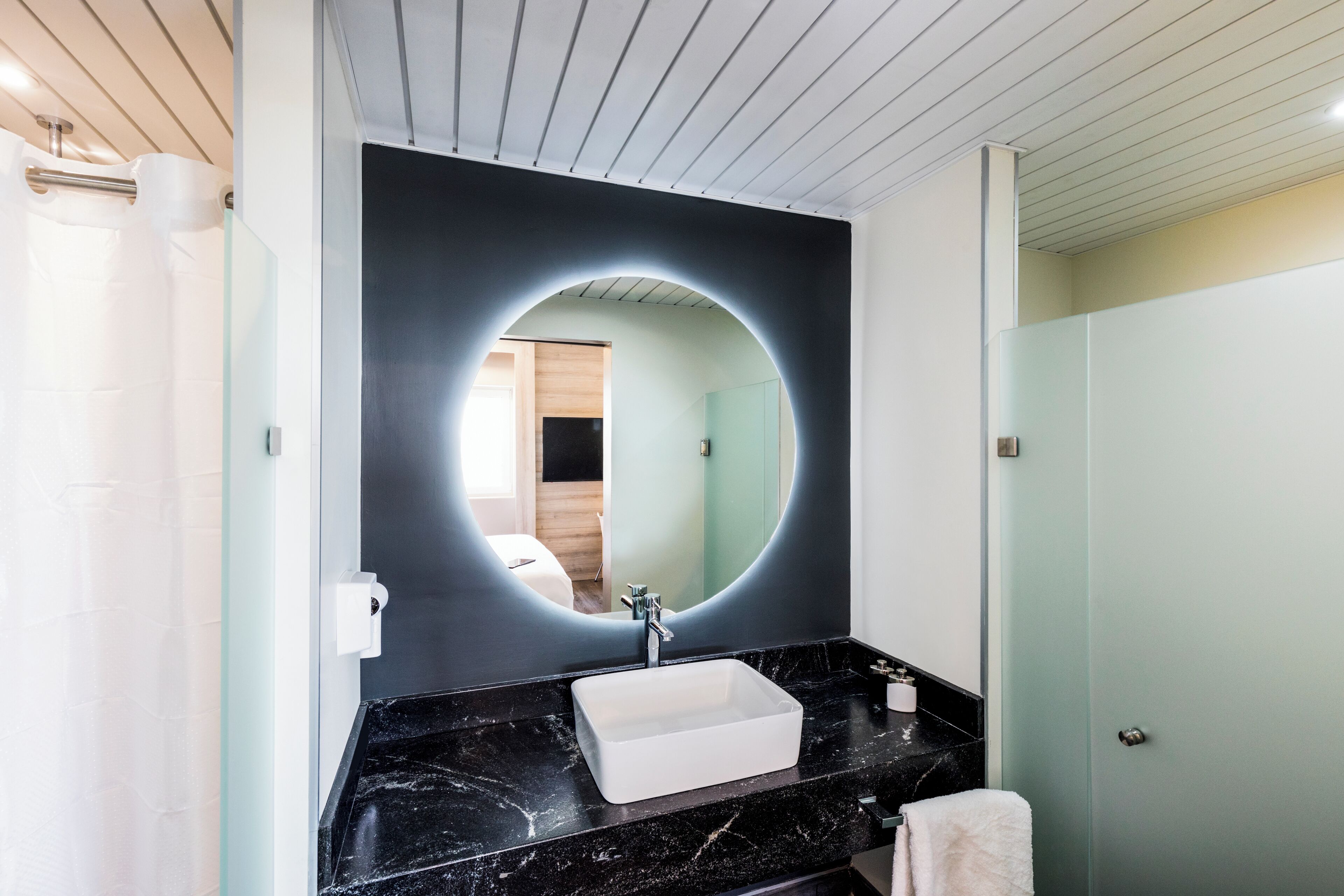 suite, 1 king bed with sofa bed | bathroom | shower, eco-friendly toiletries, hair dryer, towels