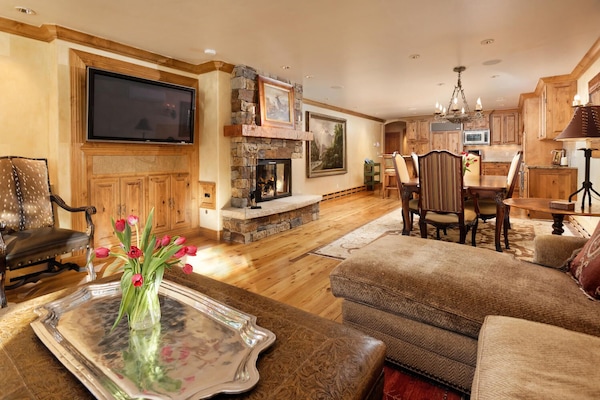 Comfortable Living Room with Fireplace and open floor plan.