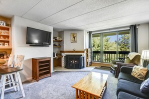 TV, fireplace