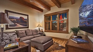 Smart TV, fireplace, table football