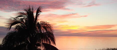 On the beach, sun loungers, beach towels