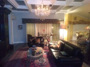 TV, DVD player, books, music library