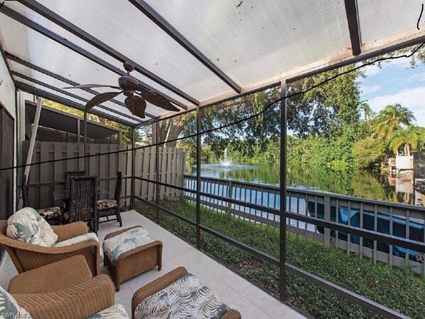 Private covered Lanai on the Lake