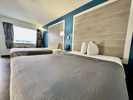 Desk, blackout drapes, soundproofing, iron/ironing board