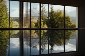 Alberca techada, acceso de 07:30 a 19:30, y camastros