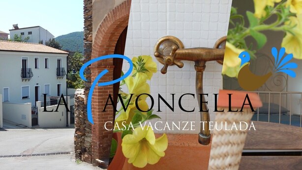 A traditional villa with a rustic entrance, a visible water spigot, and a glimpse of a bedroom with a bed and nightstand. - Holiday home La Pavoncella app4 (Teulada)