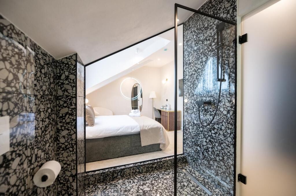 premium double room, 1 king bed, non smoking, city view | bathroom | separate bathtub and shower, hair dryer, slippers, towels