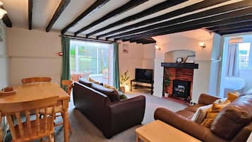TV, fireplace