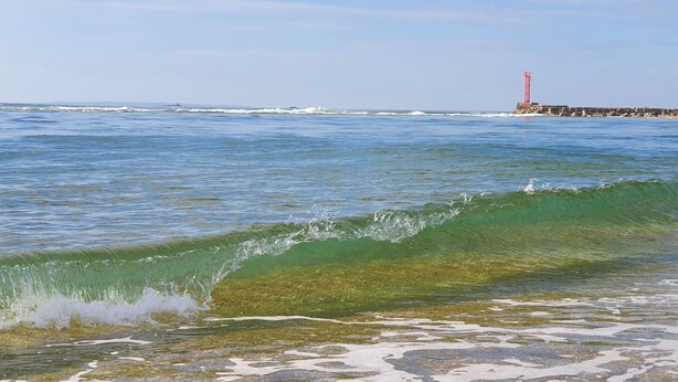 A beach with waves, a pier, and a lighthouse. - 17th-century farmhouse with large wooded park - quiet and charming, walking distance to town center and port (Étel)