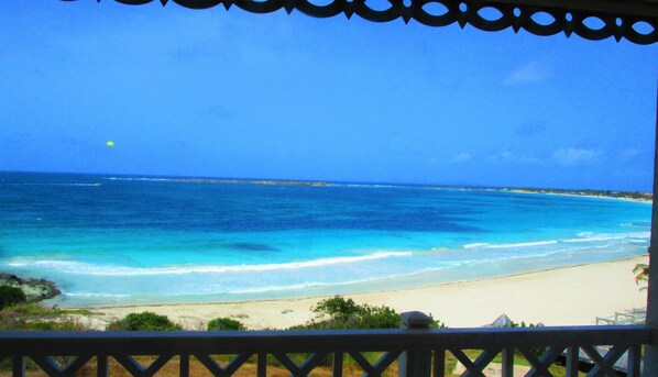 On the beach, sun-loungers, beach towels