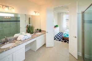 Dusche, Haartrockner, Bidet, Handtücher