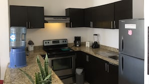 Luxury Condo, Multiple Beds, Non Smoking | Private kitchen | Coffee/tea maker, full-size fridge, microwave, oven - Aquaterra (Playa del Carmen)