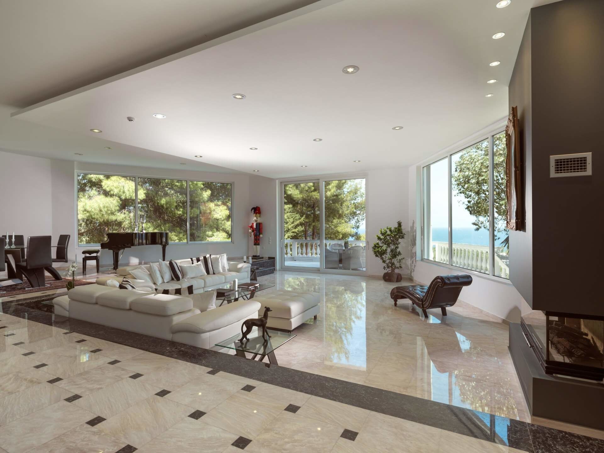 Luxury-Villa, 5 Schlafzimmer, eigener Pool | Wohnzimmer | Flachbildfernseher, Kamin, Tablet-PC, Videospielkonsole