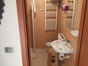 Séchoir à cheveux, serviettes fournies, shampooing