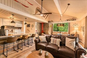 Smart TV, fireplace, video games, books