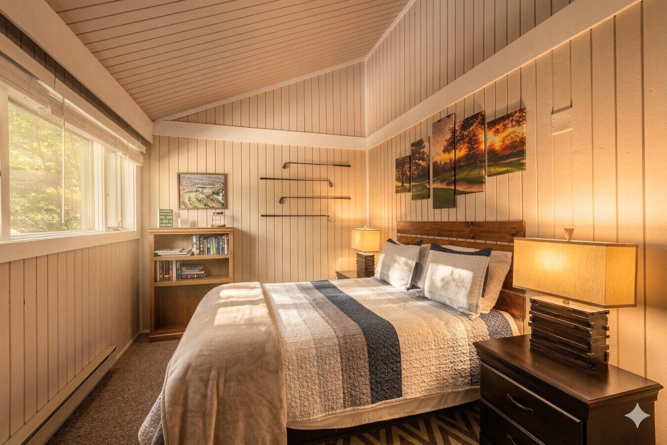 Cozy bedroom with natural light — relax after skiing Schuss Mountain