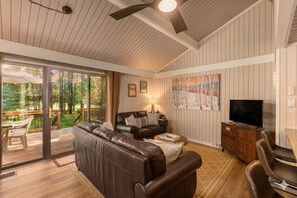 Smart TV, fireplace, video games, books