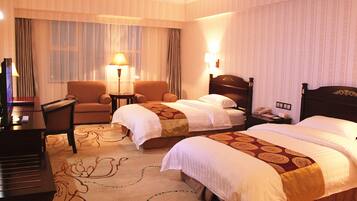 Executive Room, Multiple Beds, Smoking, City View | In-room safe, individually decorated, desk, blackout drapes
