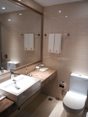 Executive Room, Multiple Beds, Smoking, City View | Bathroom | Deep soaking tub, rainfall showerhead, hair dryer, bathrobes - apollo hotel (Yinchuan)