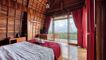 Kamar Double, pemandangan laut | 1 kamar tidur, meja kerja, Wi-Fi gratis, dan seprai linen