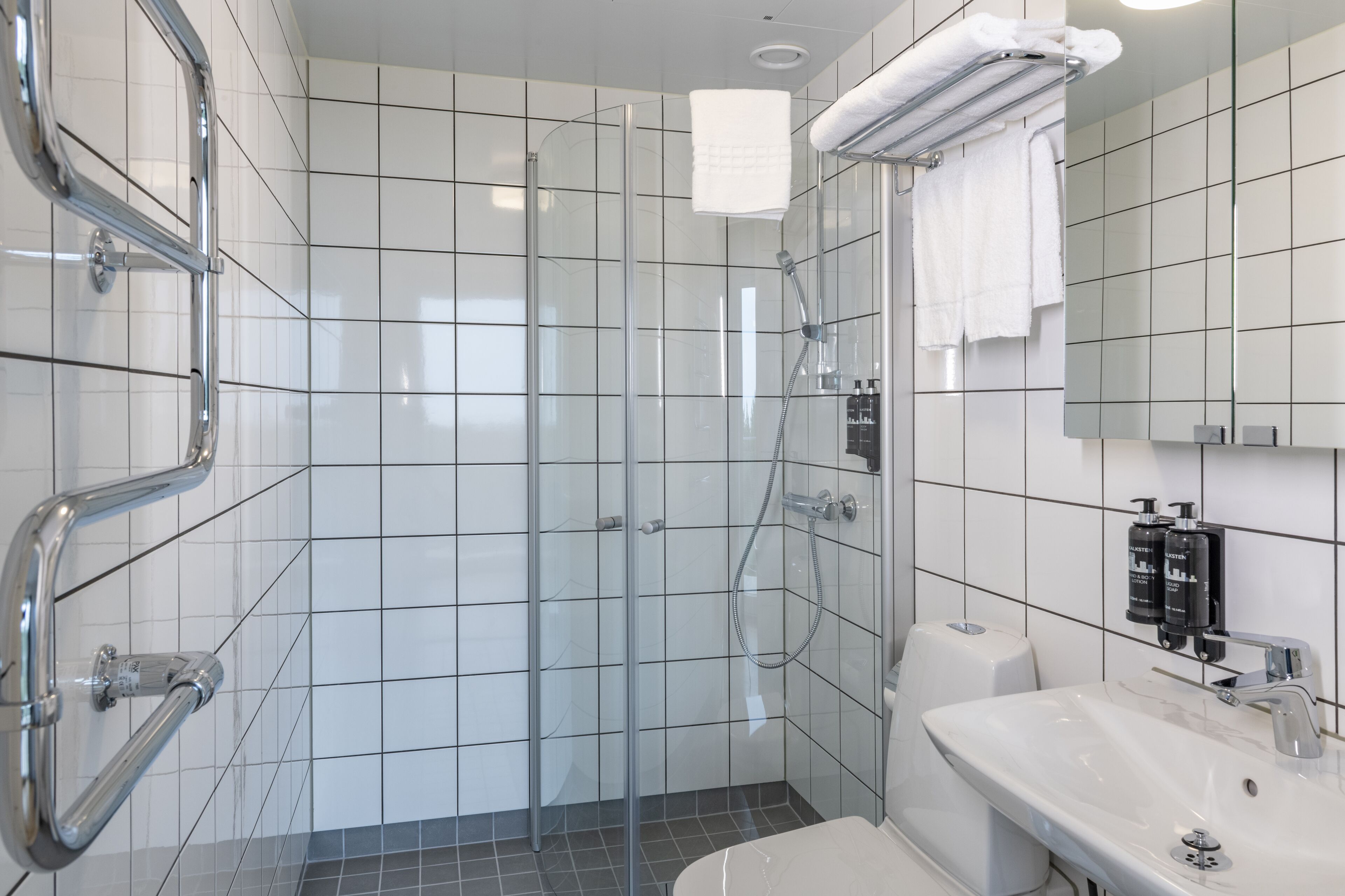 shower, free toiletries, hair dryer, slippers