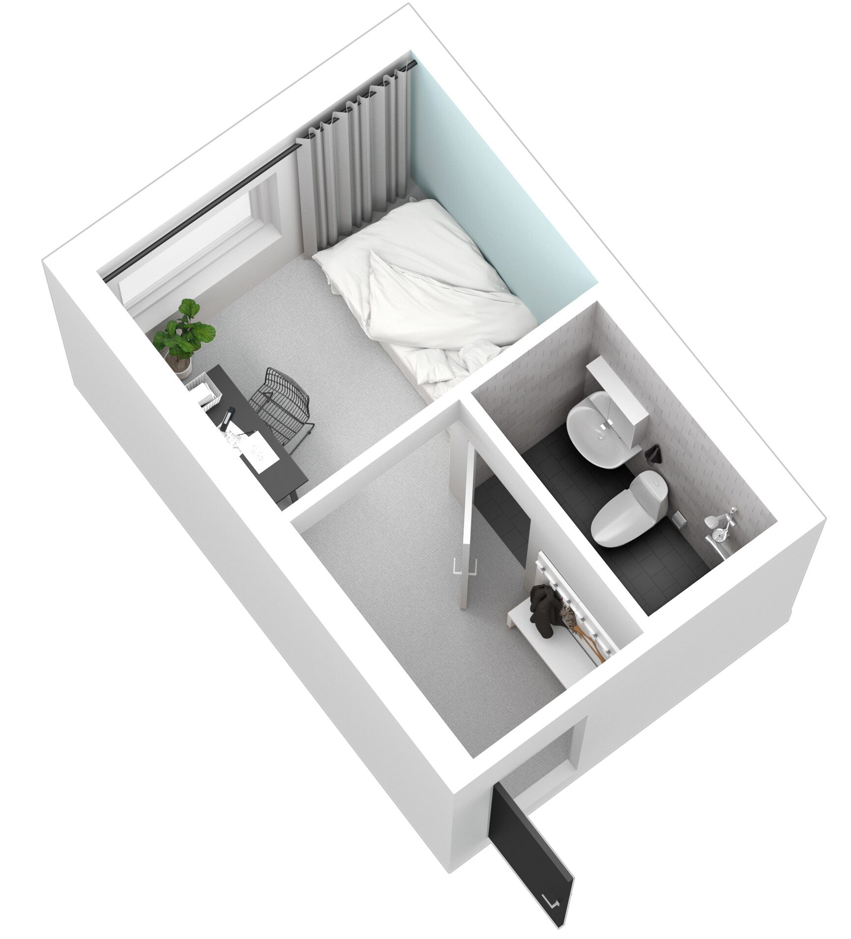 desk, blackout curtains, iron/ironing board, free wifi